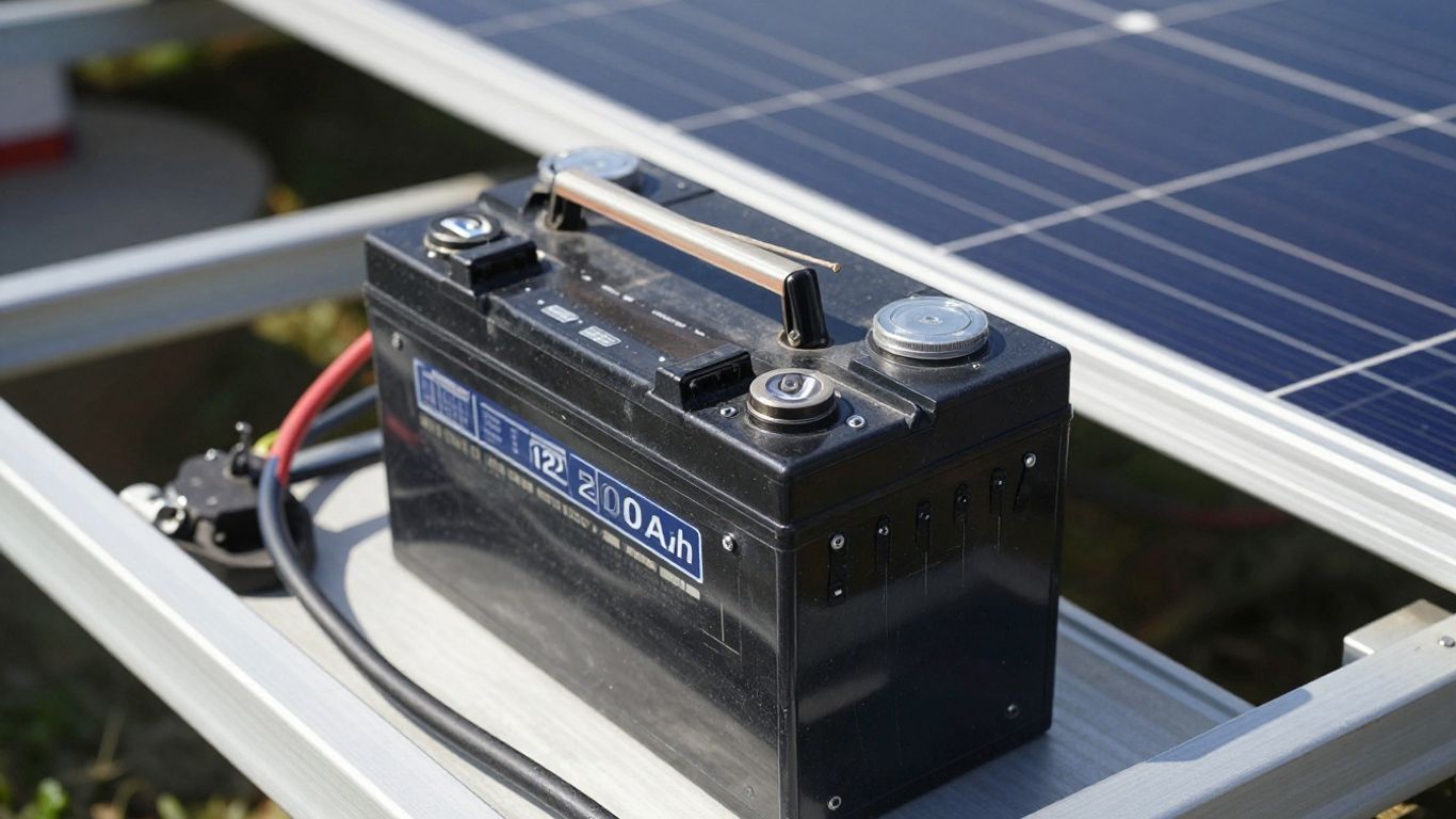 Solar panel connected to a 12V 200Ah battery