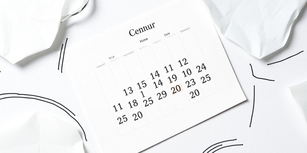 Business calendar with highlighted dates and forward-moving abstract lines.