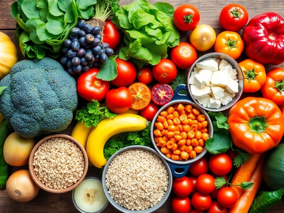Fresh fruits and vegetables promoting gut health and weight loss.
