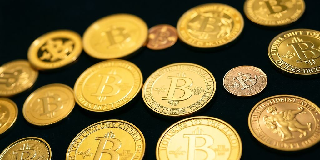 Des pièces d'or brillantes sur un fond noir.