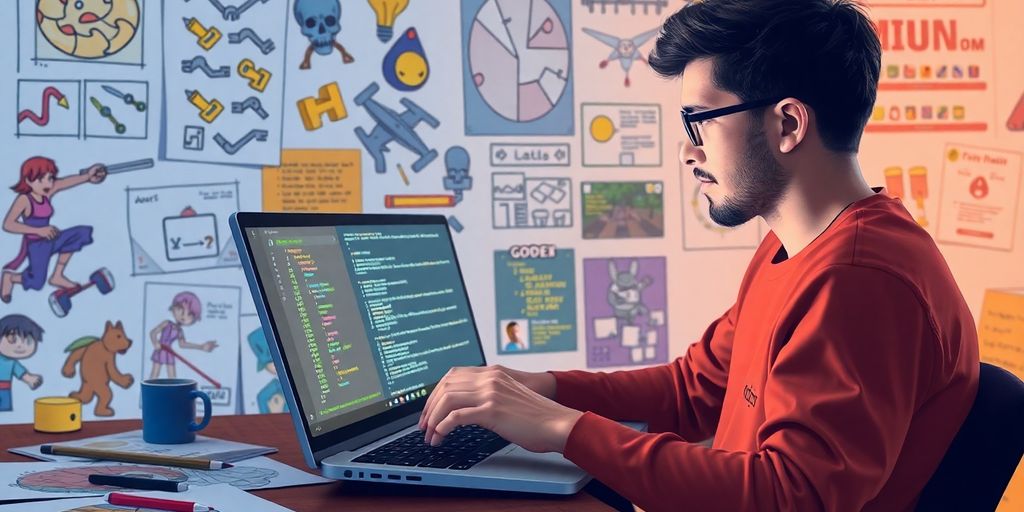 Descubra 5 Jogos em Java que Transformarão sua Experiência de Programação 2 Programador desenvolvendo jogos em Java com Godot.