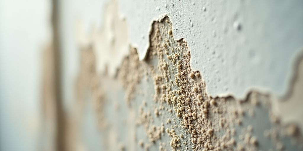 Close-up of a damp wall with visible mold.