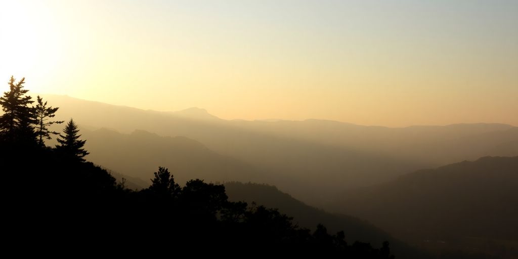 Silhouetted landscape at dawn symbolizing peace and strength.