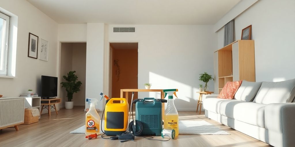 Apartament curat pregătit pentru deratizare împotriva gândacilor.