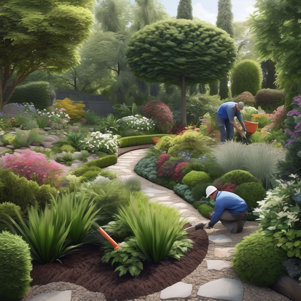 landscapers working in a garden