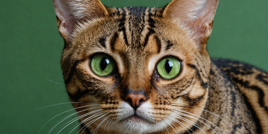 Bengal cat with green eyes and rosette coat