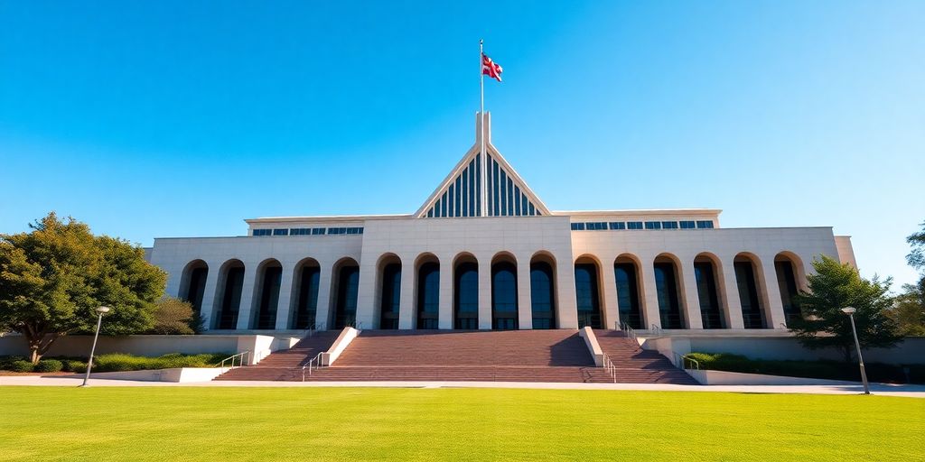 Australian Parliament House building exterior.