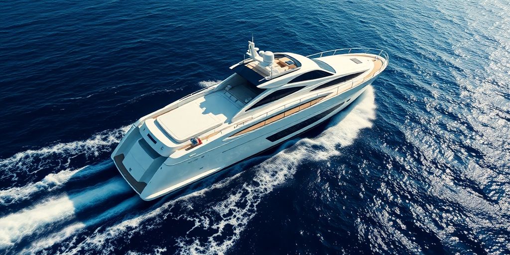 Sleek German yacht cutting through blue ocean water