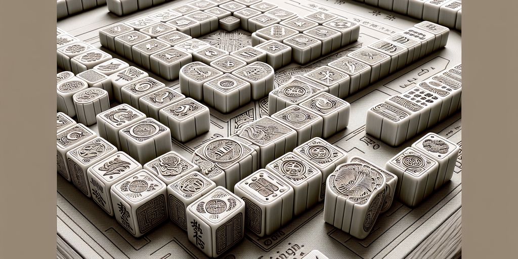Mahjong tiles set on table