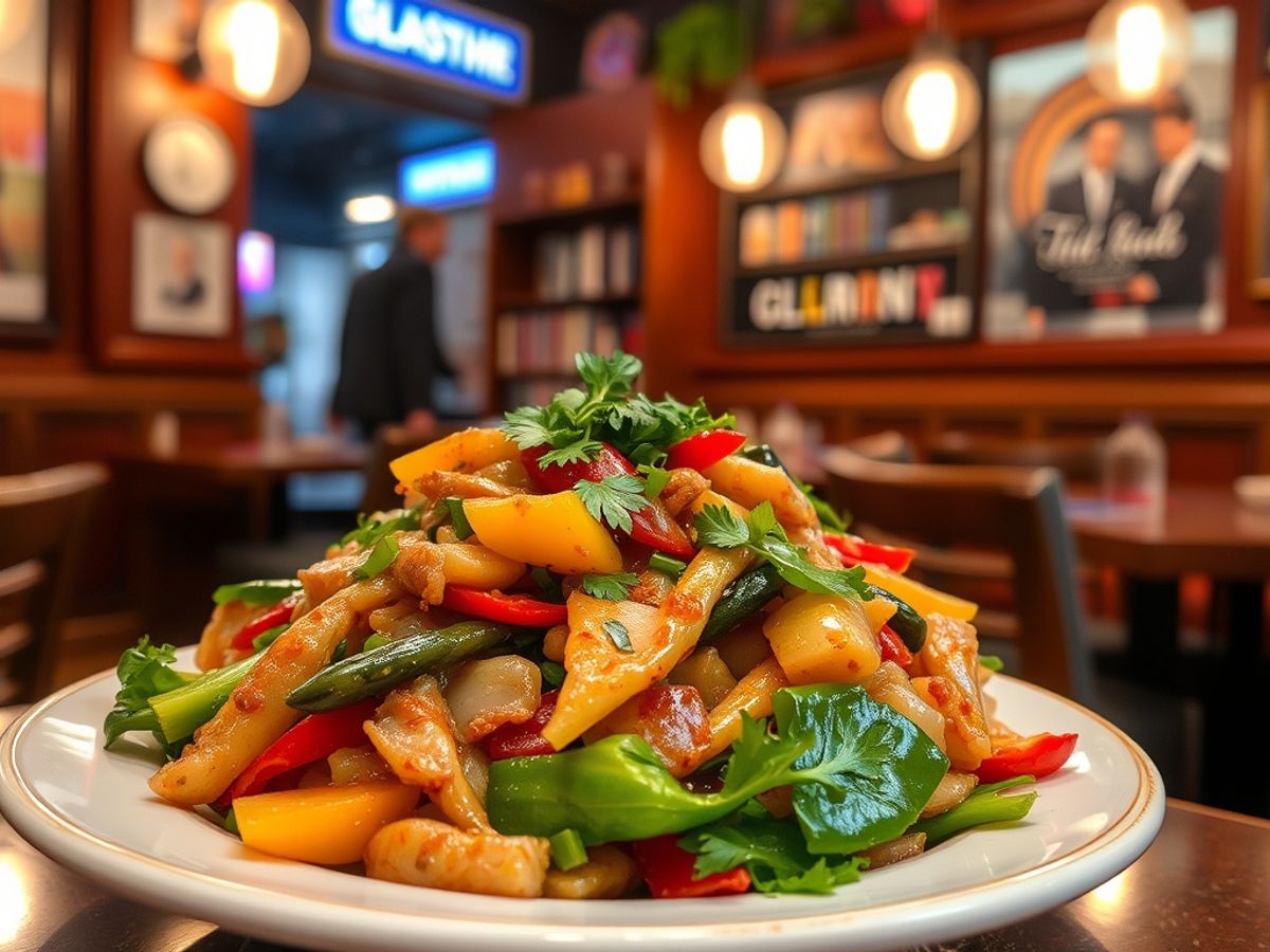 Piatto cinese gluten-free in un ristorante accogliente.