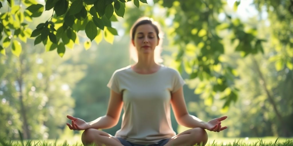 Person meditating in nature for emotional well-being.
