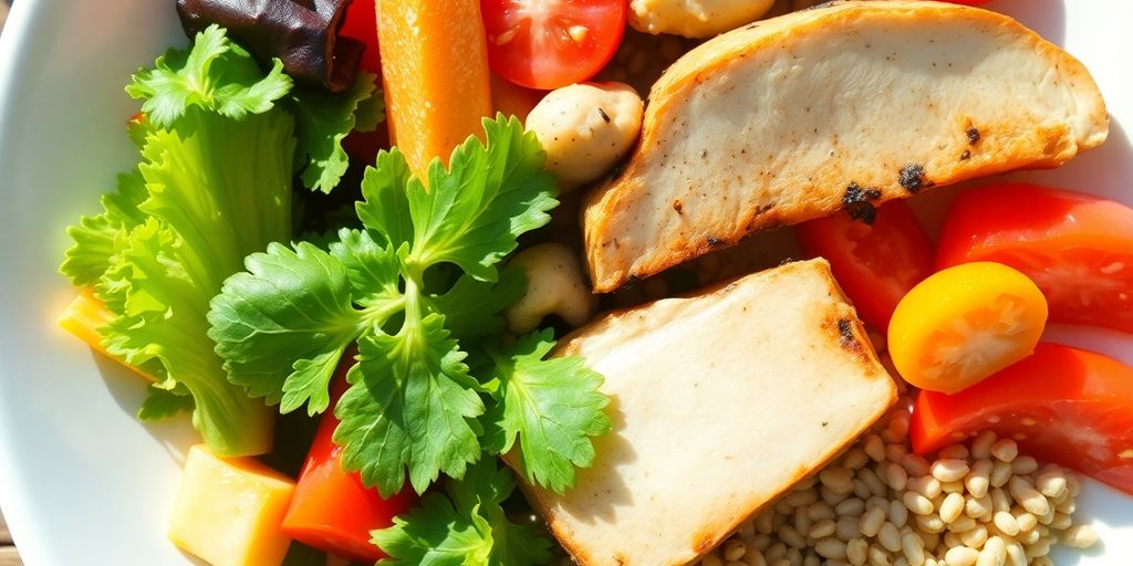 Nutritious meal with heart-healthy foods.