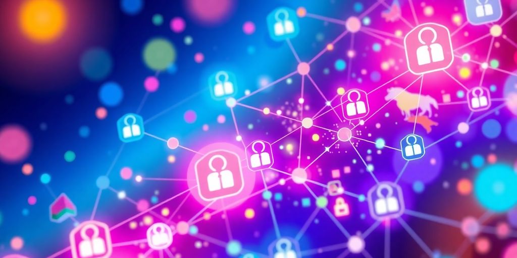 Illustrative image of blockchain and digital identity connections.