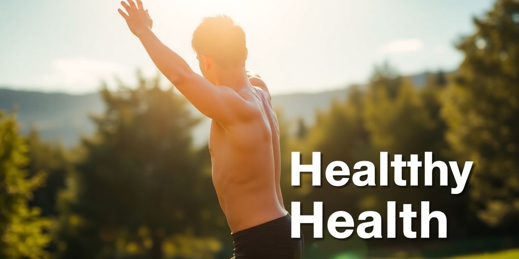 Person stretching outdoors, healthy body.
