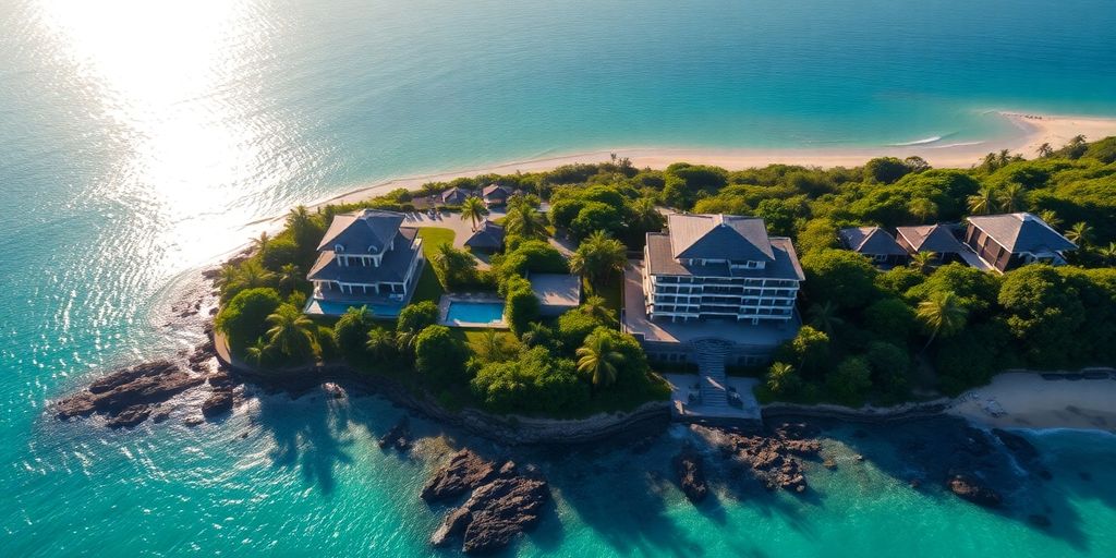 Aerial view of luxury villas in Bangtao, Phuket.