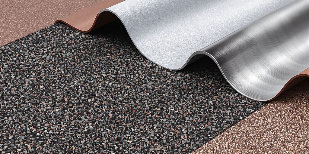 Flat roof materials close-up with texture detail.