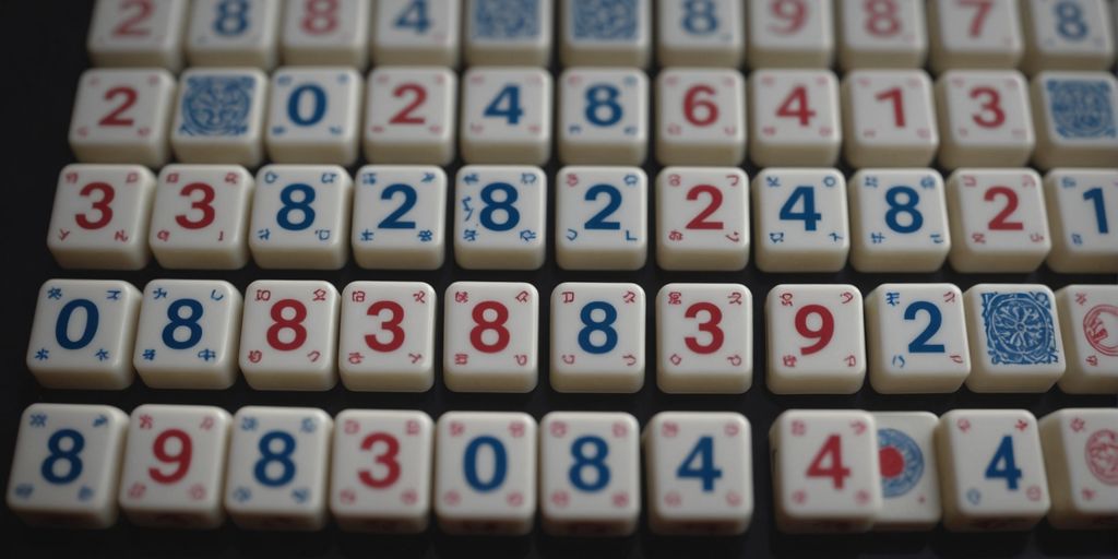 Mahjong tiles showing numbers in a grid layout