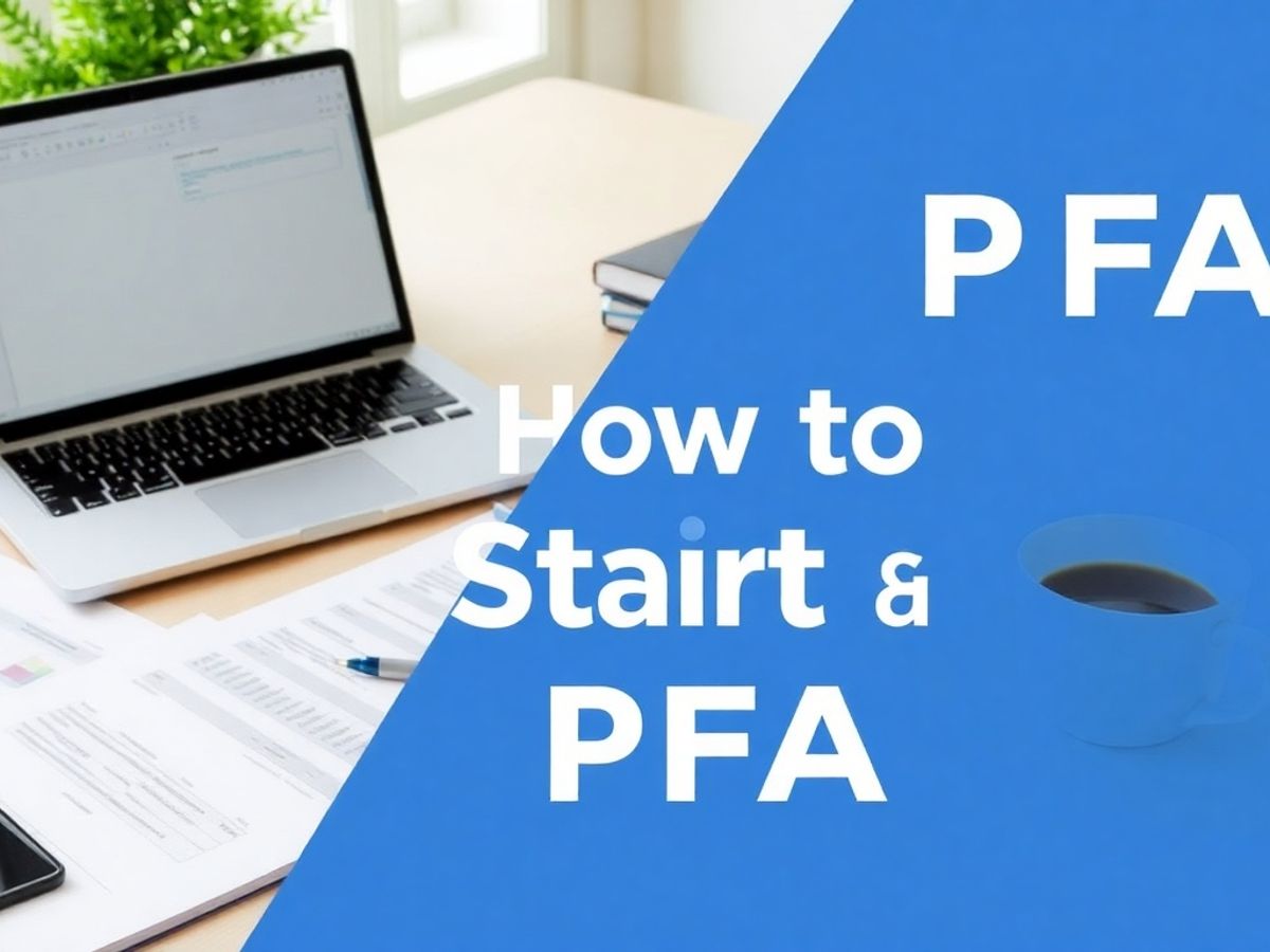 Birou organizat cu laptop și documente pentru PFA.