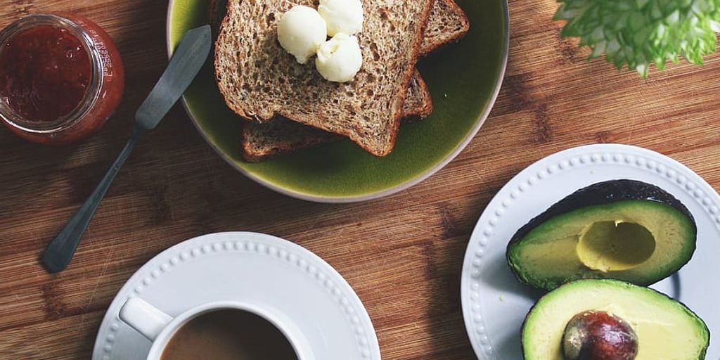 healthy breakfast table with swimming gear