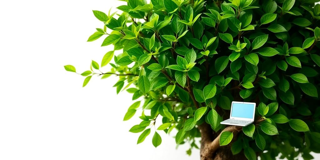 Money tree with blogging icons growing on branches.