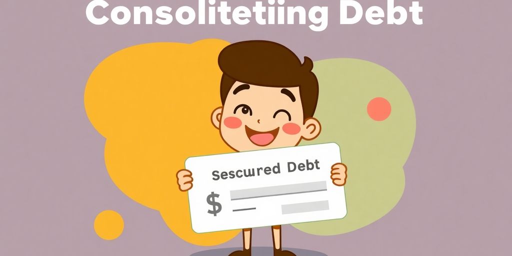 Cartoon hands holding a secured loan.