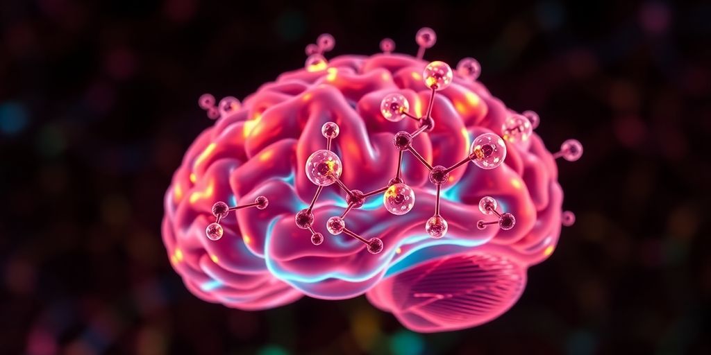 Image of a brain intertwined with alcohol molecules.