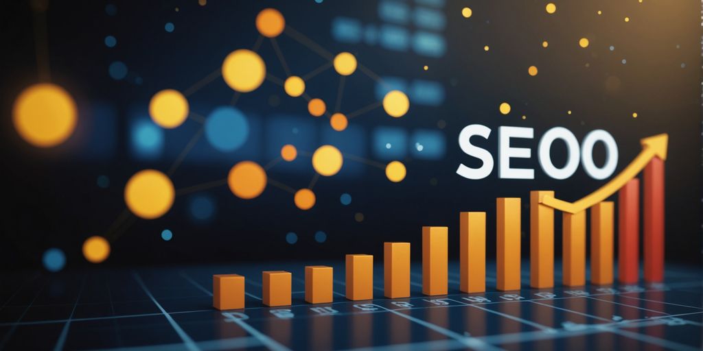 SEO graph with upward trend and business growth