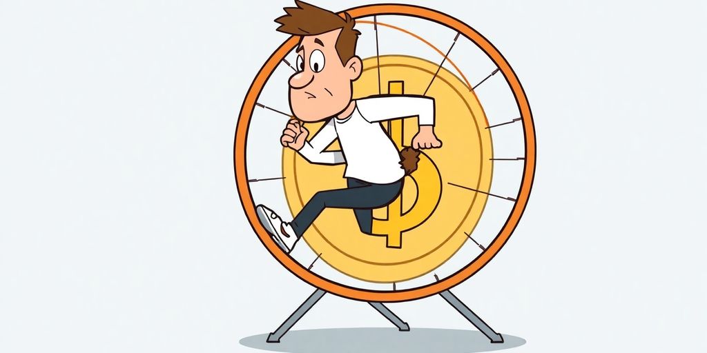 Man trapped in a continuous debt cycle.