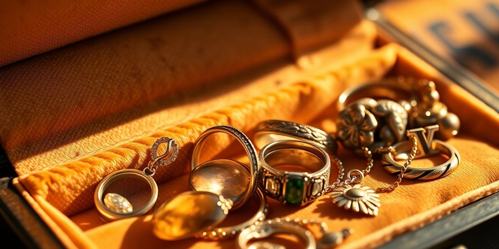 Bijoux anciens transmis dans une boîte en velours.