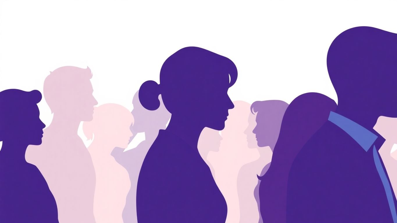 Illustrasjon av mangfoldige mennesker i demografiske data.