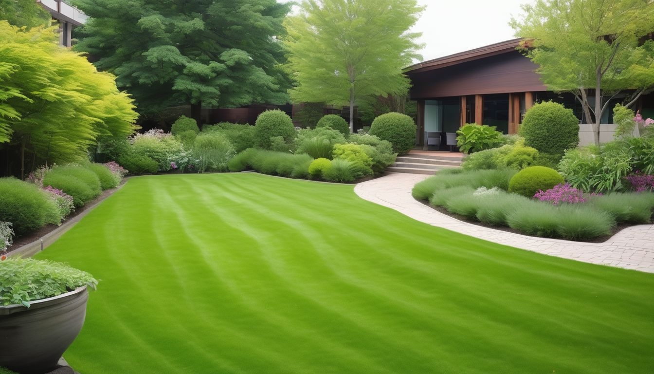 well-maintained commercial garden with lush green lawn
