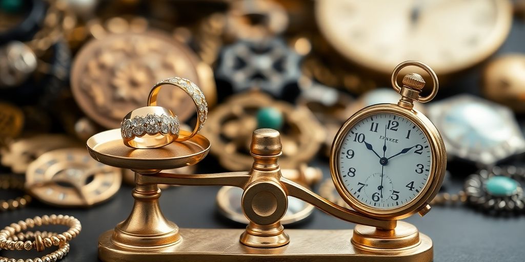 Une balance dorée et une bague de mariage séparées.