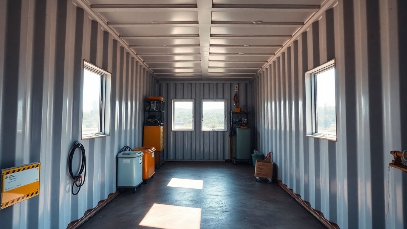 Construction site container, spacious interior