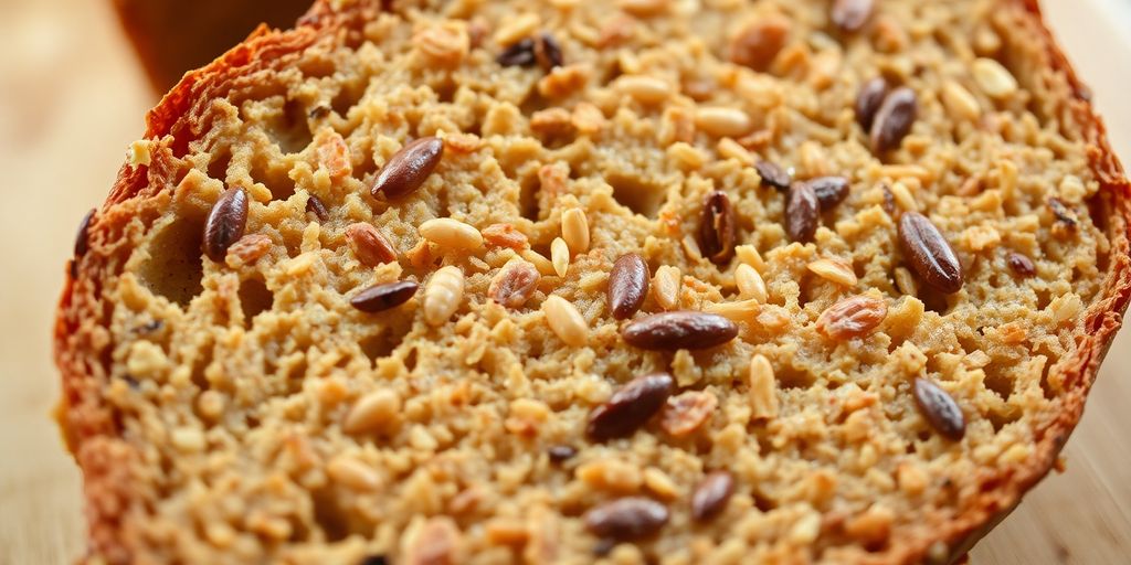 Slice of multi grain bread with seeds.