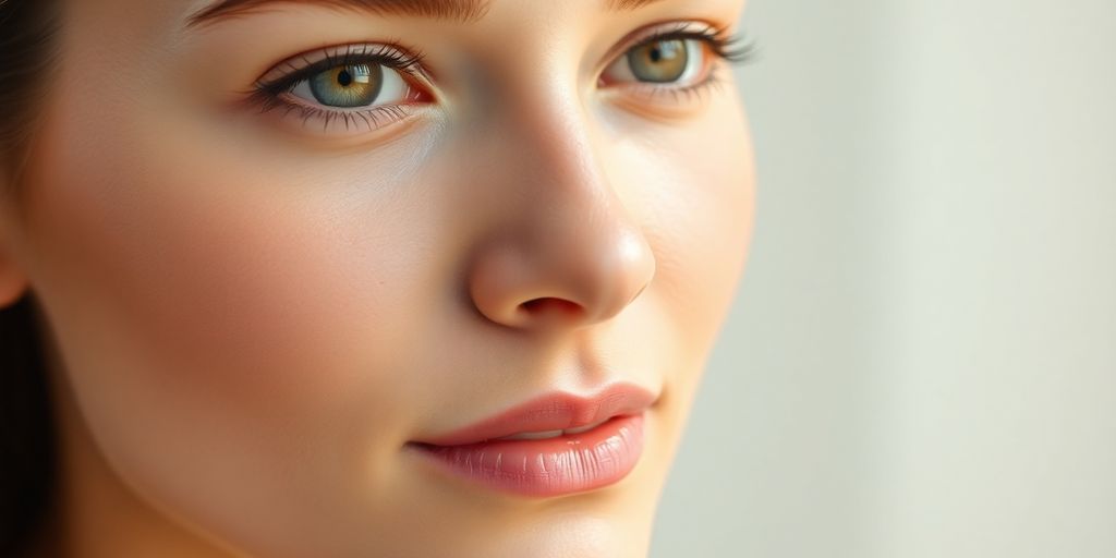 Woman with clear, glowing skin