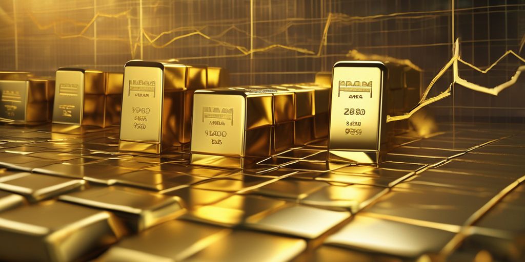 gold bars with fluctuating graph in background