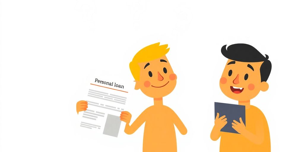 Cartoon characters comparing a personal loan and credit card.