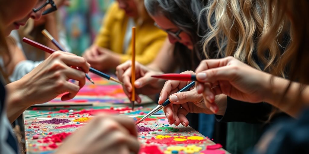 Artists painting with vibrant, emotive colors.