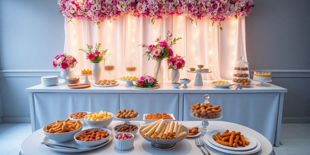 โต๊ะจัดเบรคสวยงามสำหรับงานเลี้ยงที่น่าทึ่ง