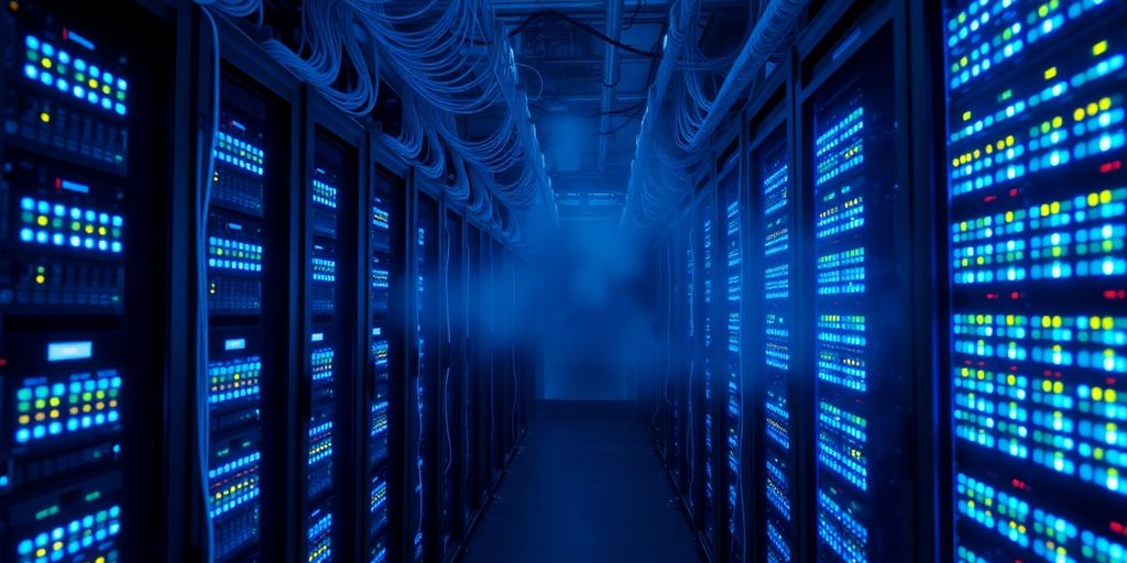 Cloud technology infrastructure with data centers.