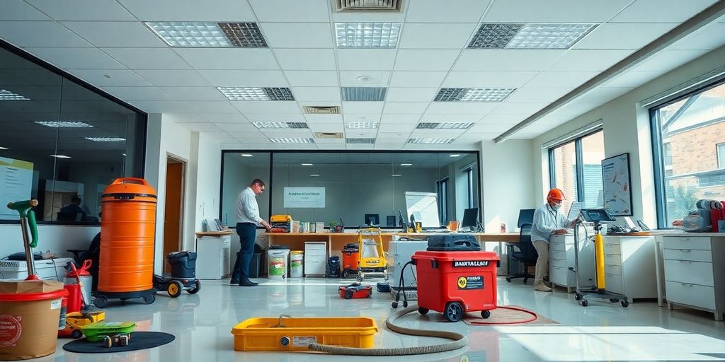 AdvantaClean office with restoration tools and equipment.