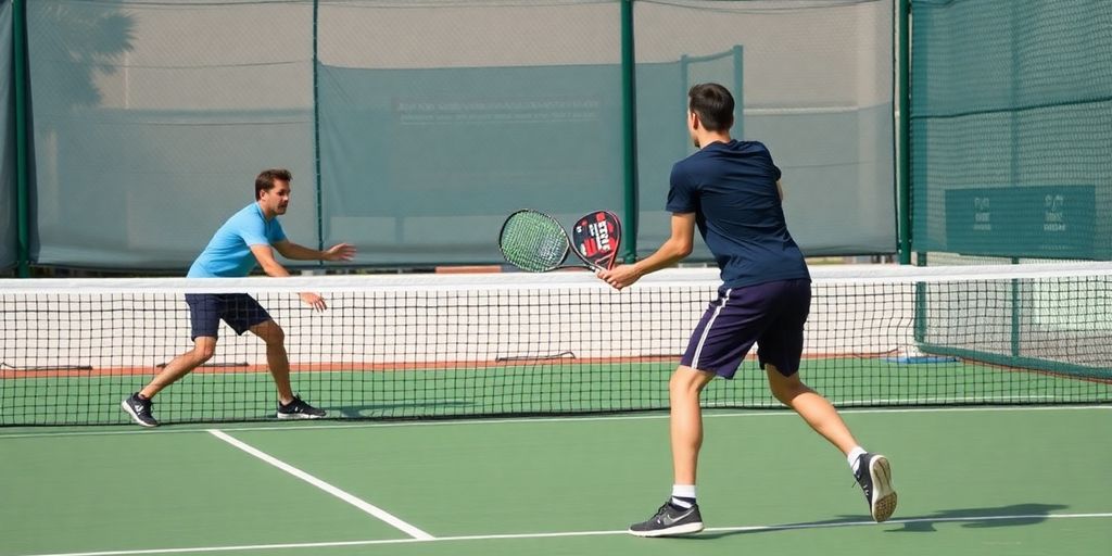 Immagine di una partita di padel in azione.