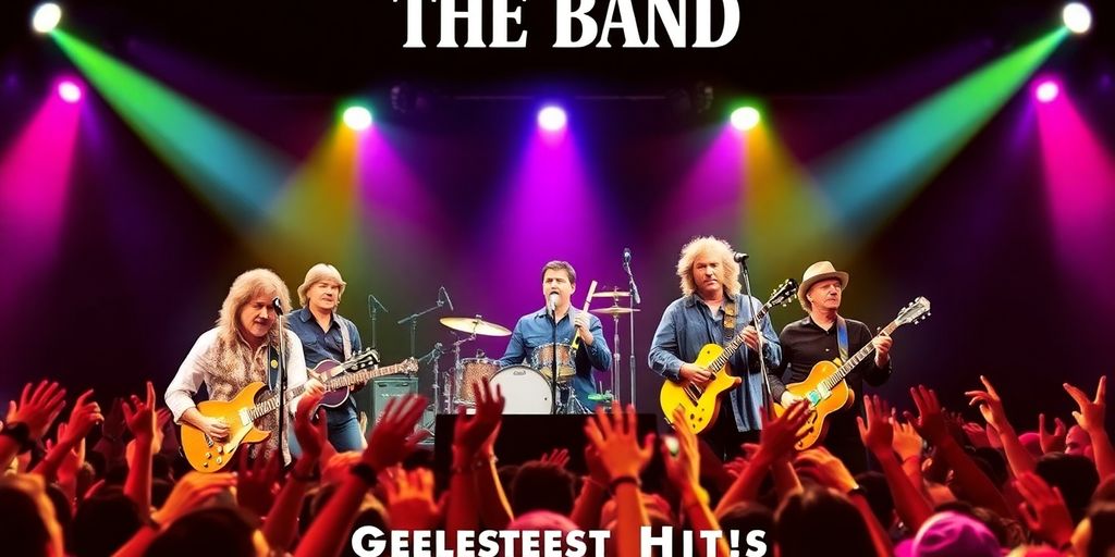 The Band performing live with instruments and fans.