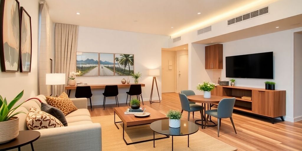 Interior of a modern and welcoming rental apartment.