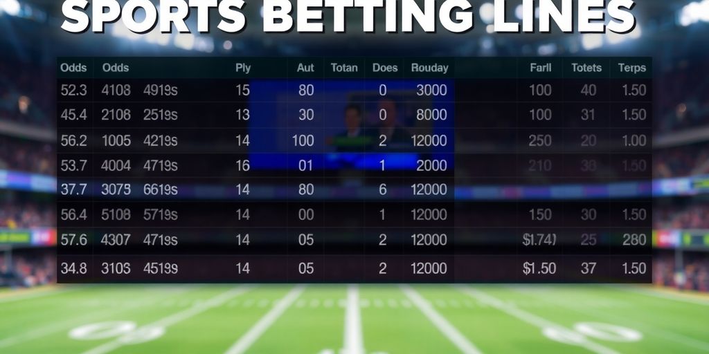 Sports betting lines with a football.
