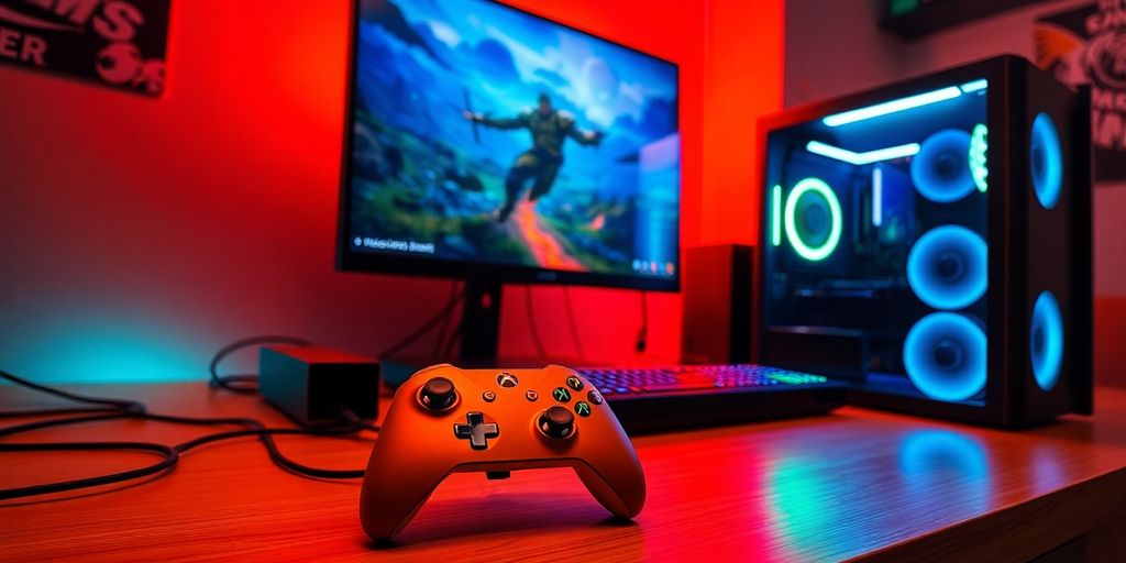 Entorno de juego dinámico con Xbox y PC.