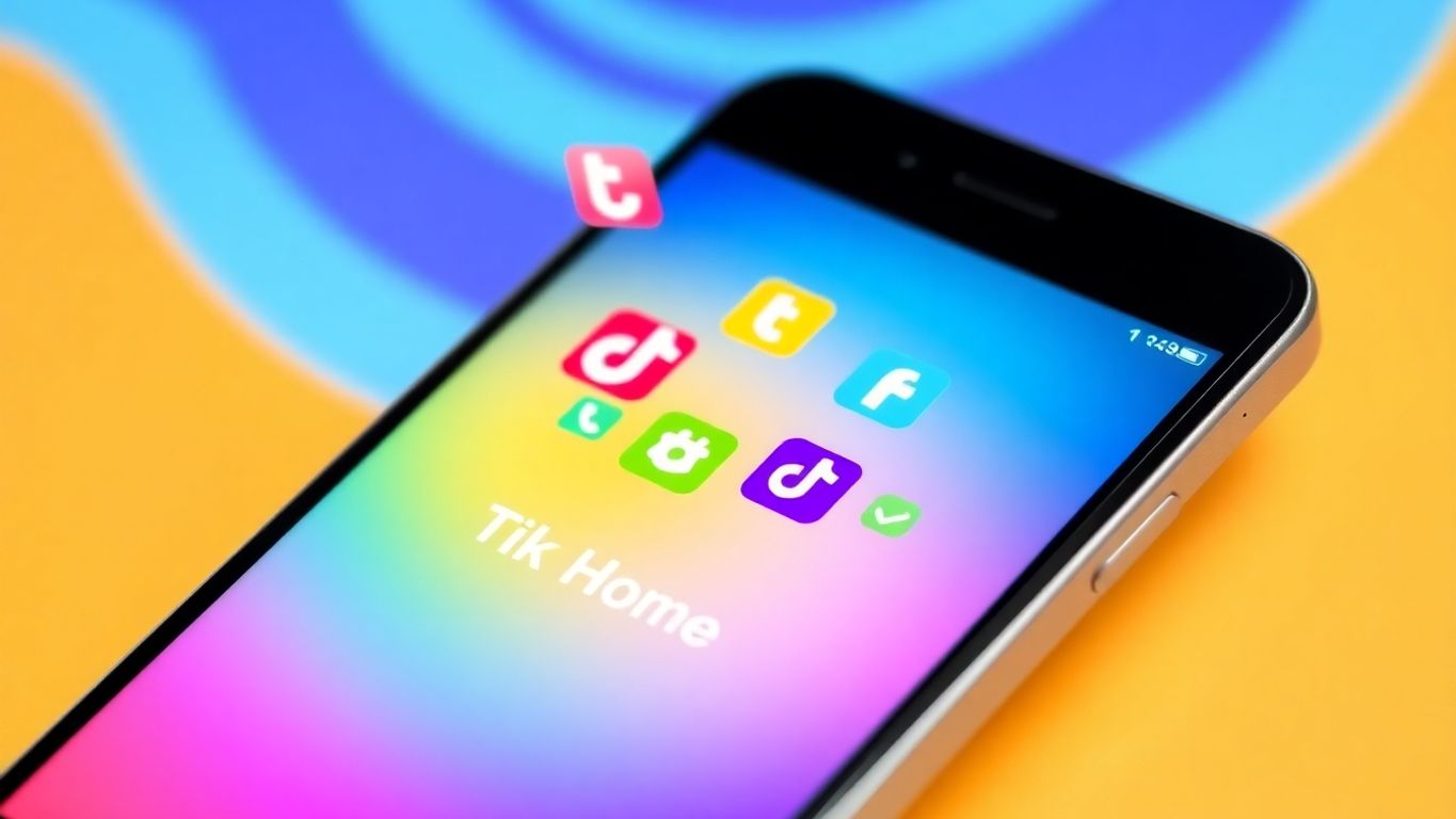 Smartphone displaying TikTok interface with colorful icons.