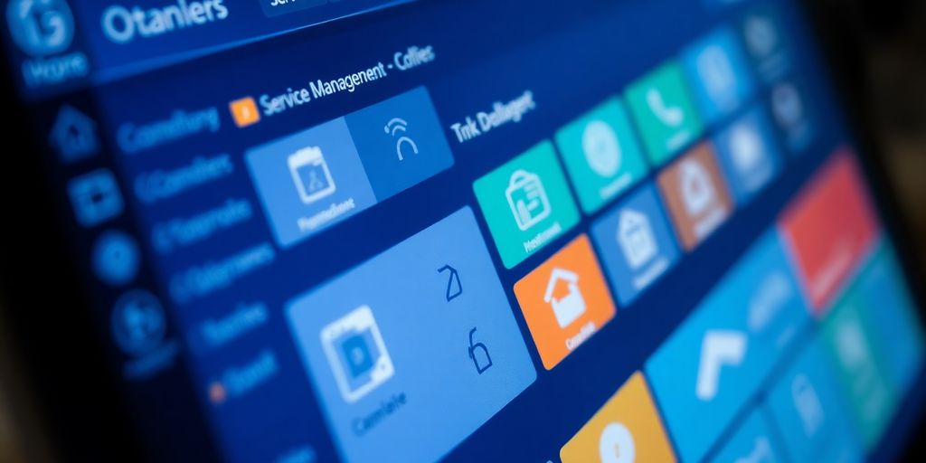 HubSpot Service Hub Professional dashboard with glowing icons.