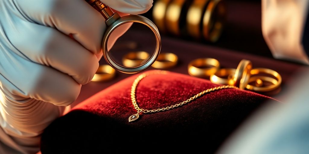 Expert examinant bijoux en or