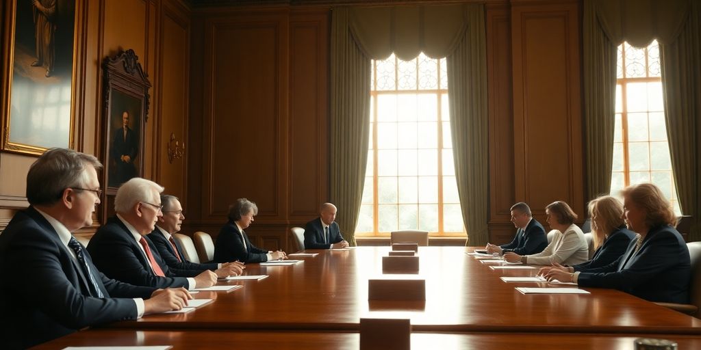 Le Premier ministre discute avec des députés.